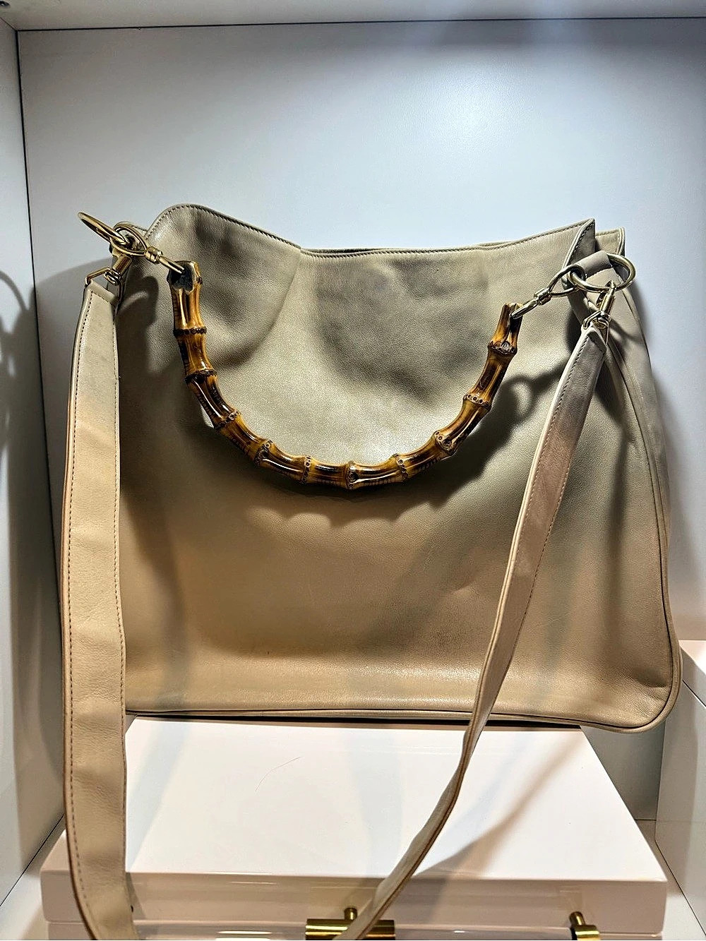 Gucci Bamboo Shoulder Bag Beige